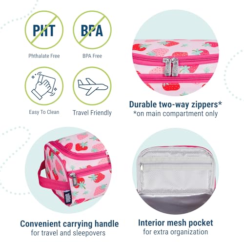 Wildkin Strawberry Patch Toiletry Bag for Kids, Travel & Overnight Use
