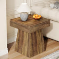 Tribesigns Rustic Mushroom-Inspired End Table with Wide Base - Brown / 1