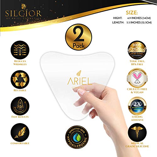 SILCIOR 2 PACK Silicone Chest Wrinkle Pads, Reusable Anti-Wrinkle Decollete Patches, Overnight Chest Smoothing Pads for Fine Lines, Skin-Firming Crepe Pad