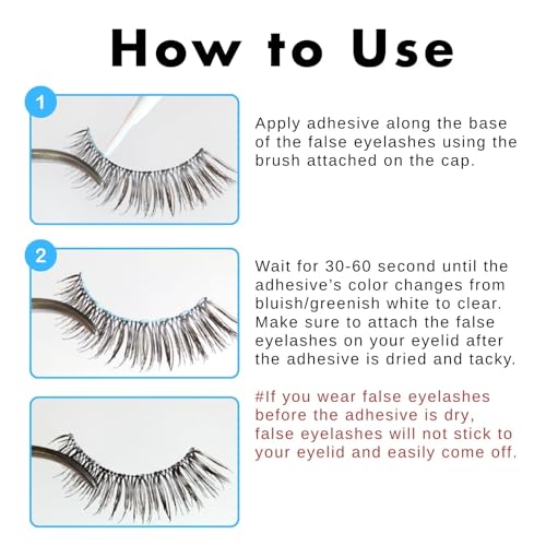 D-UP False Eyelash Glue for Lash Extensions with Transparent Rubber Type, LASH Cluster Glue Waterproof for Long-Lasting & Eyelash Natural Look from Japan, 501