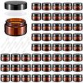 Honeydak 48 Pack Amber Glass Cosmetic Jars with Lids - 0.7 oz Small Sample Containers