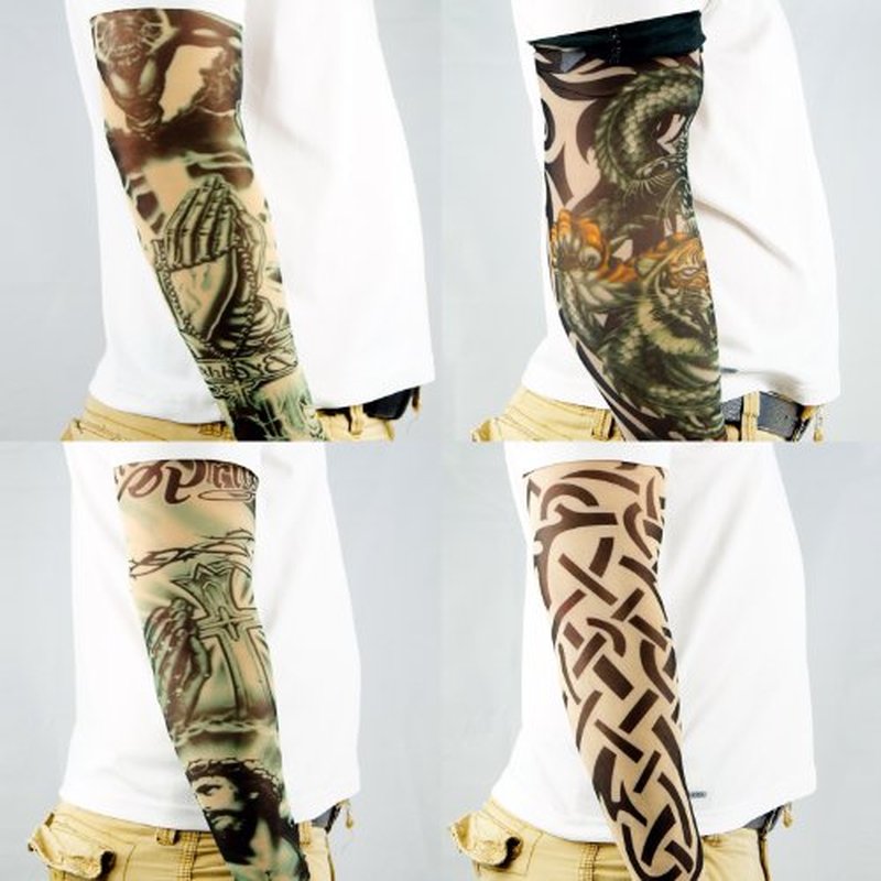 Kare & Kind 10pc Fake Temporary Tattoo Sleeves Body Art Arm Stockings Accessories - Multi Pack 3 Mixed Designs for Unisex-Adults