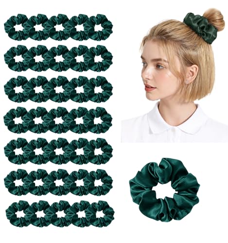 WJing Yi Jia Sandalwood Satin Hair Scrunchies Set - 36 Pack, Soft Elastic Hair Ties