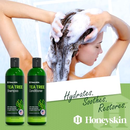 Tea Tree & Honey Shampoo & Conditioner Set - Organic, Sulfate-Free, 8oz Pack of 2