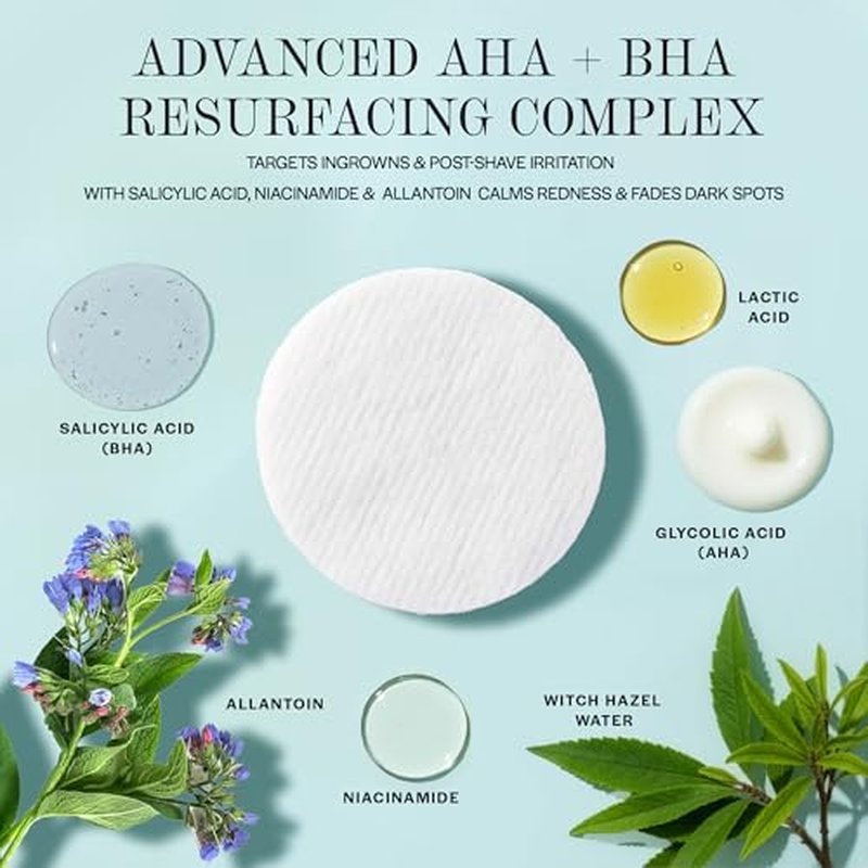 Base Laboratories Ingrown Hair Treatment Pads with AHA+BHA - Razor Bump Treatment - Daily AfterShave Pads to Help Prevent Ingrown Hairs For Men & Women - Bikini Area, Underarms, Neck, Beard ? 42 Pads