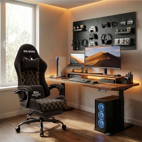 Massage Recliner Gaming Chair with Footrest - Black - Adjustable & Ergonomic