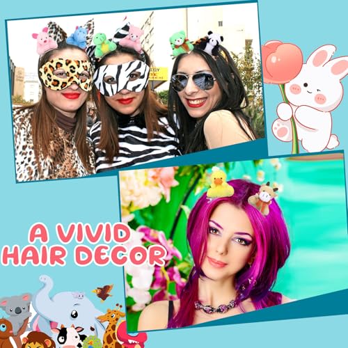 30 Pcs Plush Animal Hair Clips - Rave Trinkets for Festivals & Parties - Variation: Animal