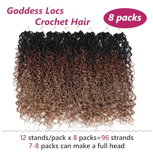 Peliri 24 Inch Goddess Locs Crochet Hair 8 Packs Faux Locs for Black Women, Pre-Looped River Locs with Curly Ends