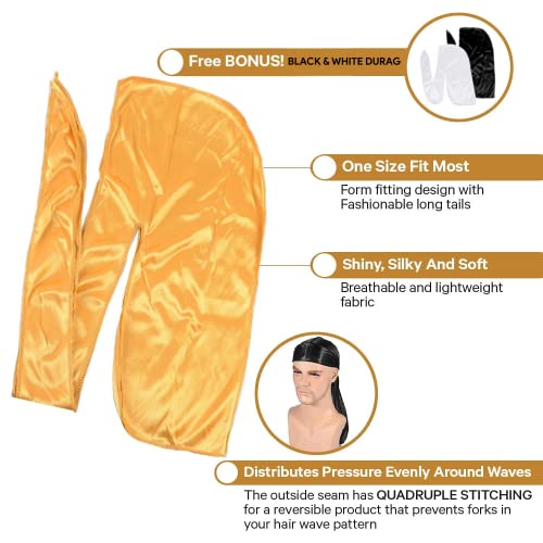 Black and Gold 11-in-1 Deluxe Wave Hair Care Set for Men with Durags & Brush