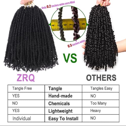 Pre-Looped Micro Twist Crochet Hair Extensions 12 Inch 9 Pack Natural Look