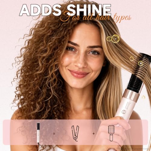 2-in-1 Hair Straightener Brush for Women, Adjustable Temperature, Ionic Plasma Technology