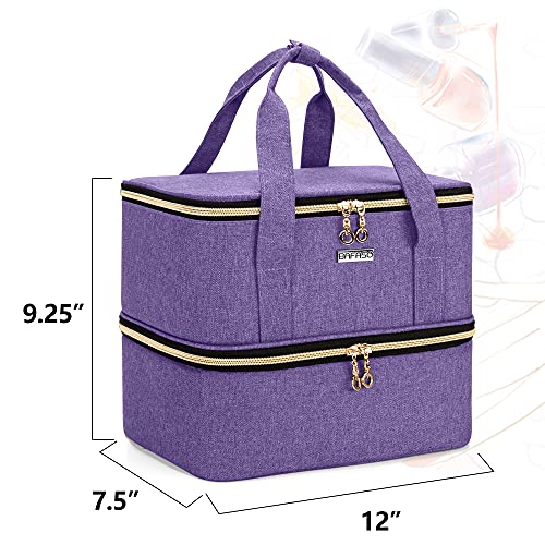Purple Nail Polish Organizer with Lamp Holder - Holds 40 Bottles & Nail Lamp