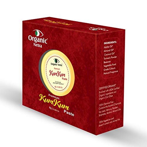 Organic Netra Sindoor/Kumkum Paste | Waterproof Long Lasting, Smudge Proof Sindoor | Pure and Natural Deep Maroon Colour, Long lasting | Enriched with Natural and Organic Ingredients, 0.2 Oz