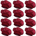 Wheebo Burgundy Satin Bonnet Hats for Women - Pack of 12, Hair Protection & Sleep Caps