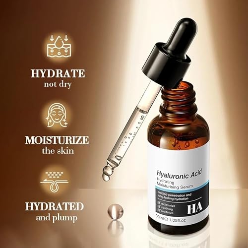 Hyaluronic Acid Face Serum with Vitamin C & Collagen - Anti Aging Moisturizing Facial Serum for Women - Vegan Skincare for Fine Lines & Dark Circles