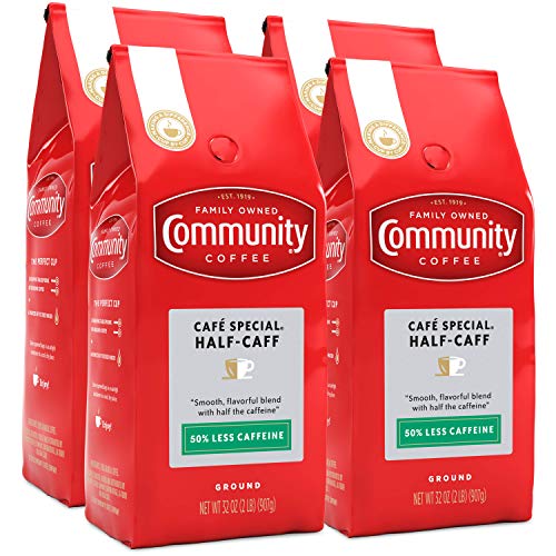 Community Coffee Café Special Half-Caff Ground Coffee Pack of 4 - 32oz Medium Dark Roast