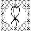 Portable Plastic Wig Stand Holder 14.2 Inch Black Travel Wig Display Rack Set of 30