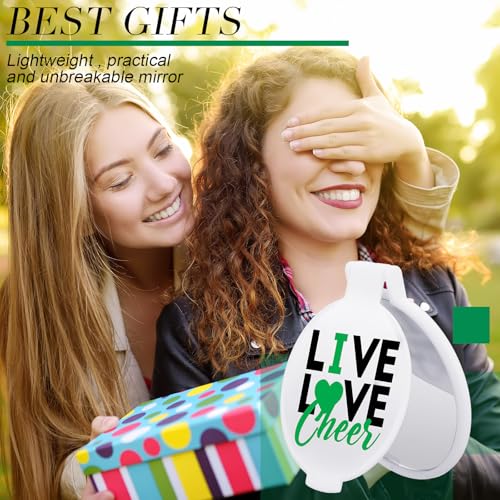 50 Pcs Green Cheerleader Compact Mirrors Bulk Gift Set - Inspiring & Portable