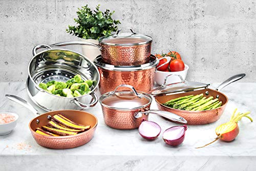 Hammered Ceramic Cookware Set - Non-Toxic, Nonstick, 10-Piece Kitchen