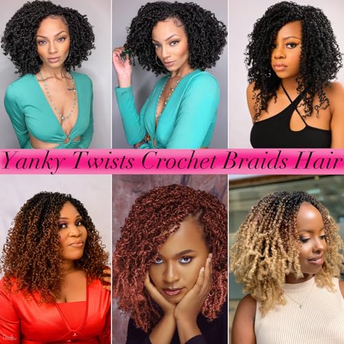 8 Inch Pre-Looped Yanky Twist Crochet Hair 8 Packs - 30 Strands per Pack - Brown Ombre