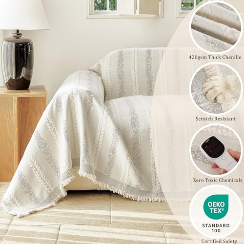 Oversized Waterproof Couch Cover for Dogs - Boho Stripe Sofa Protector - 91x150
