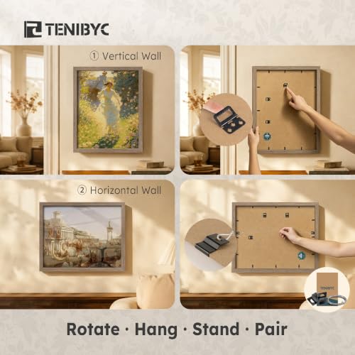 Walnut 24x36 Poster Frame 3 Pack - Gallery Wall Hanging, Horizontal & Vertical