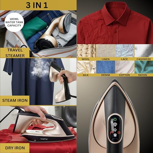 Gold 2-in-1 Iron & Garment Steamer with Detachable Soleplate - 1600W
