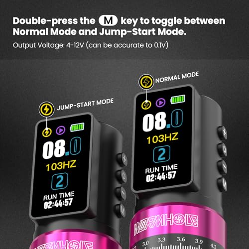 Wireless Rotary Tattoo Pen with 2300mAh Battery Pink3 - Adjustable Stroke Professional Machine