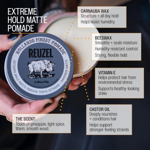 REUZEL Extreme Hold Matte Pomade 3.38 oz (95 g) - Regular Tin
