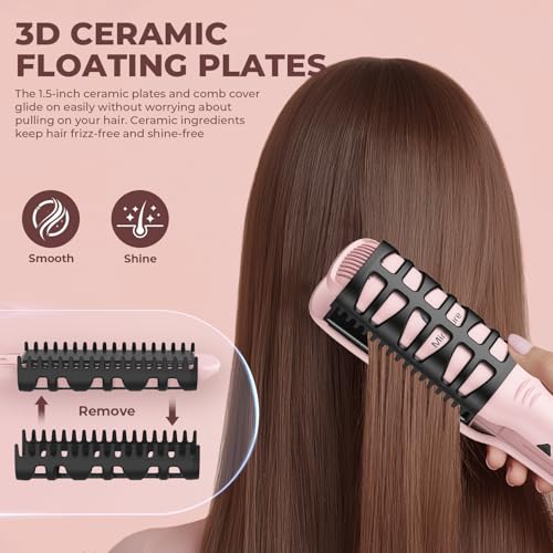 Pink 1.5 Inch Hair Straightener and Curler 2-in-1 Flat Iron with Fast Heating