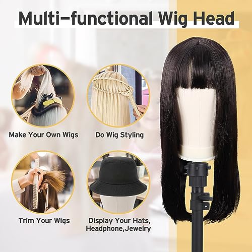 Reinforced Wig Mannequin Stand with Head Set - Rose Golden, 51.48 Inch