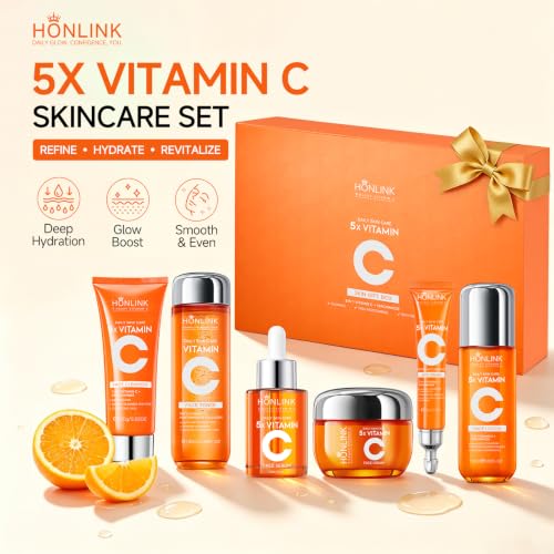 HONLINK Vitamin C Skincare Set 6-Step Face Care Routine 0.17oz Each