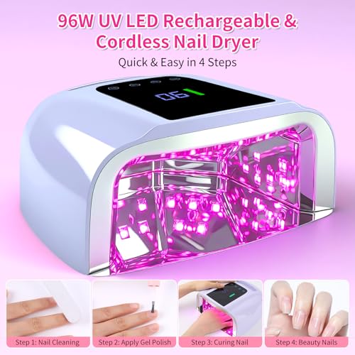 ANGNYA Violet UV LED Nail Lamp for Gel Polish, Fast Curing & Rechargeable