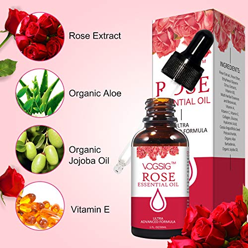 Rose Essential Oil 30ml - Aromatherapy, Skin Moisturizing, Anti-Aging, Reduce Pigmentation, Quickly Absorbed