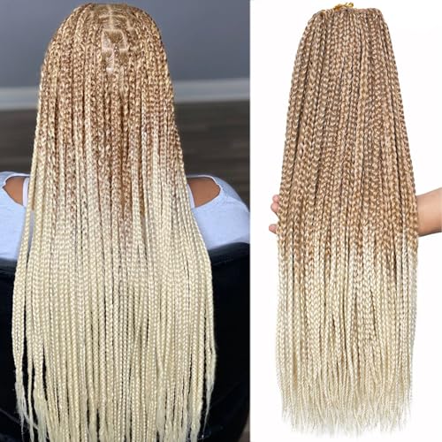 18 Inch Ombre Blonde Knotless Box Braids Crochet Hair 8 Packs - Medium Synthetic Extensions