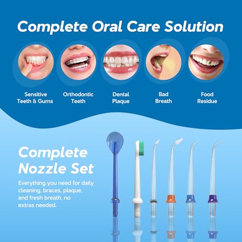 Cordless Water Flosser for Adults - Rechargeable Oral Irrigator with 300ml Tank & 5 Modes