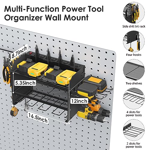 CCCEI Modular Power Tool Organizer Wall Mount Charging Station - Black / 6FT Cord