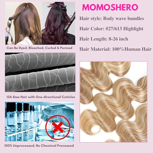 F27/613 Blonde Highlight Human Hair Bundle Body Wave 10 Inch - New