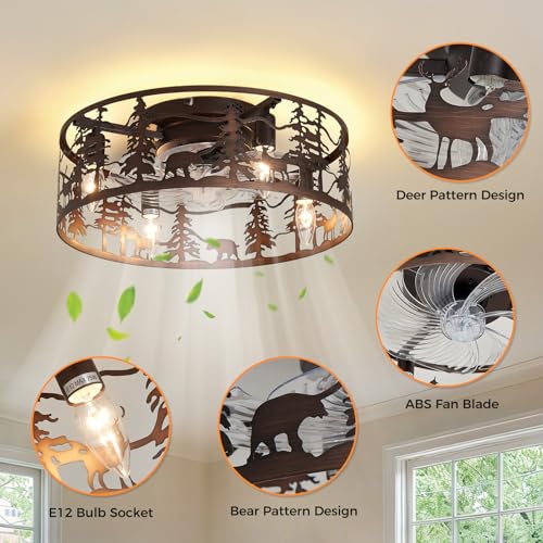 Farmhouse Bronze Ceiling Fan with Light & Remote Control - 18 Inch