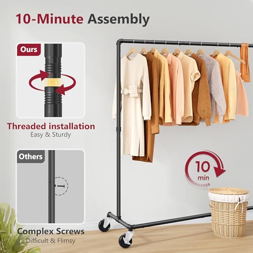 Black Clothing Racks Heavy Duty Z Style 2 Pack - Sturdy Garment Storage
