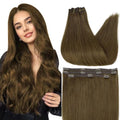 Full Shine Human Hair Clip-In Extensions Brown Lace #4 Medium Brown 10 Inch 60g - Layering & Blending