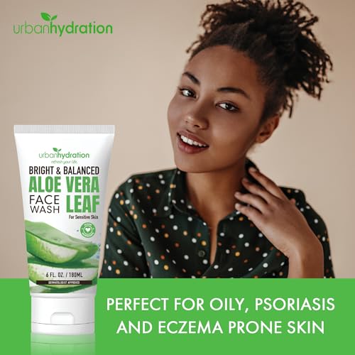 Urban Hydration Bright & Balanced Aloe Vera Leaf Face Wash | Gentle, Hydrates, Detoxes, Helps with Acne, Benefits For All Skin Types, Leaves Skin Moisturized and Smooth | 6 Fl Ounce