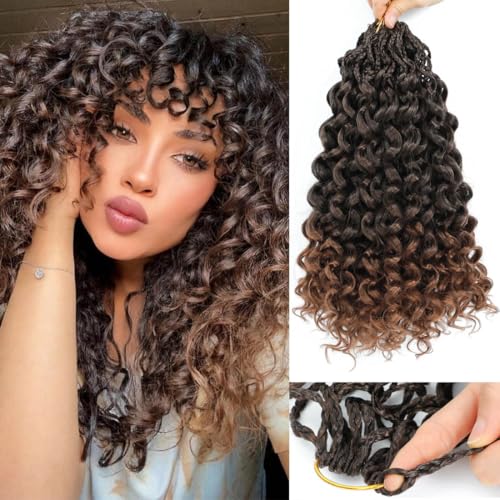 14 Inch T30# Pre Looped Curl Crochet Hair Extensions 8 Packs for Natural Waves