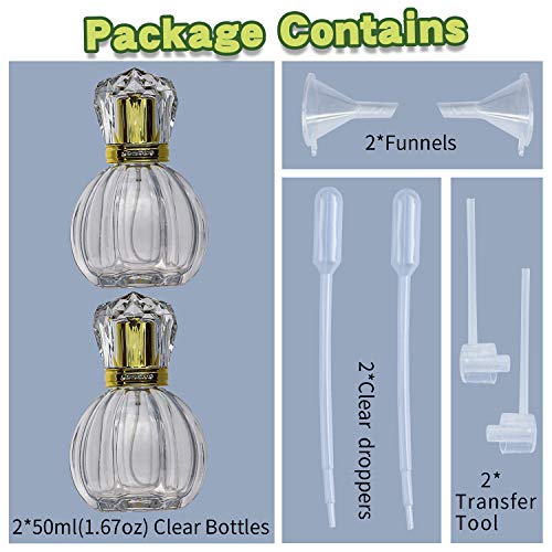 2PCS Refillable Vintage Pumpkin-Shaped Glass Perfume Spray Bottles 50ML with Gold Nozzle
