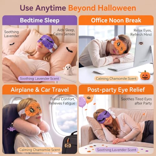 Bonuci Halloween 60 Pcs Self-Heating Steam Eye Masks (Lavender/Chamomile) Bulk – 30 Packs