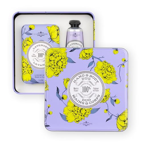 Lavender Hand and Body Duo Gift Set with Shea Butter - Decorative Tin, Natural, Organic, Made in France - Variation of This Listing