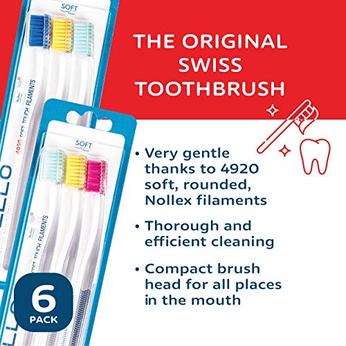 Adult Soft Swiss Toothbrush Set - Gentle Cleaning, 6-Pack