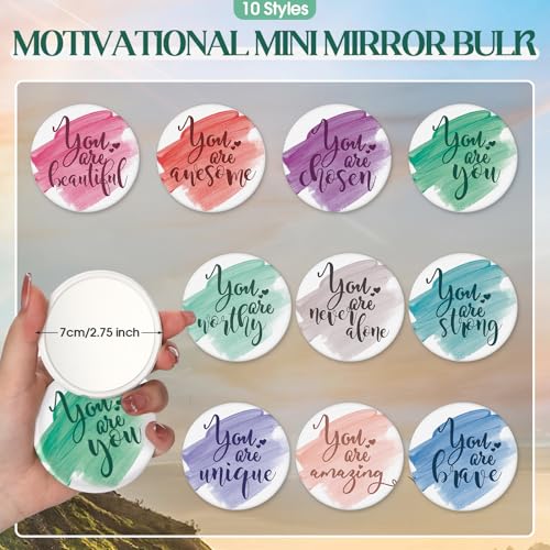 Inspirational Employee Appreciation Gifts Set - Pastel Makeup Bags & Compact Mirrors, 60 Pieces