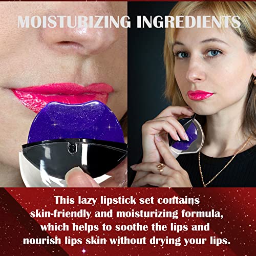 DAGEDA 3 Colors Lazy Lipstick, Pearl Lipstick Magic Color Changing Lipstick, Labiales Magicos Long Lasting Moisturizing Lipstick, Not Fade Lip Shape Lipstick for Lazy People£¨Color A£©