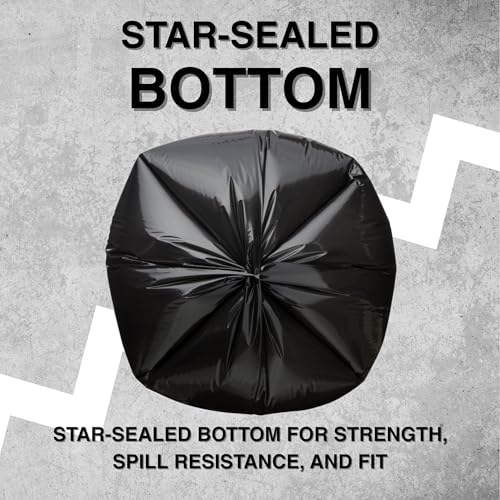 55-60 Gallon Heavy-Duty Black Garbage Bags - 38x58 Inch, 1.2 Mil, Made in USA, Bulk 100 Count